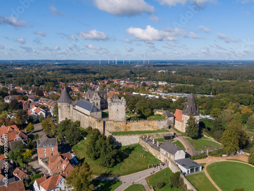 Obraz na płótnie Aerial view of the Bad Bentheim castle and town, Germany w salonie