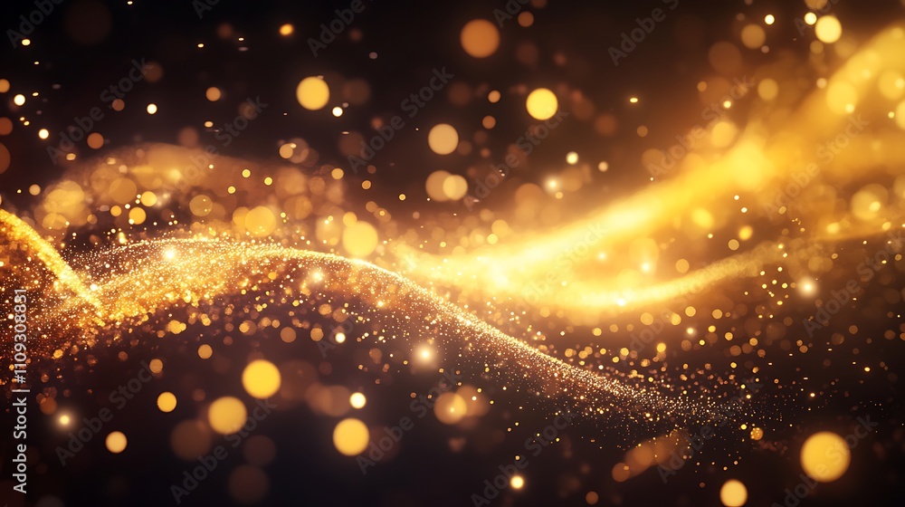 Obraz premium Festive New Year banner with swirling sparkles and glowing text Happy New Year