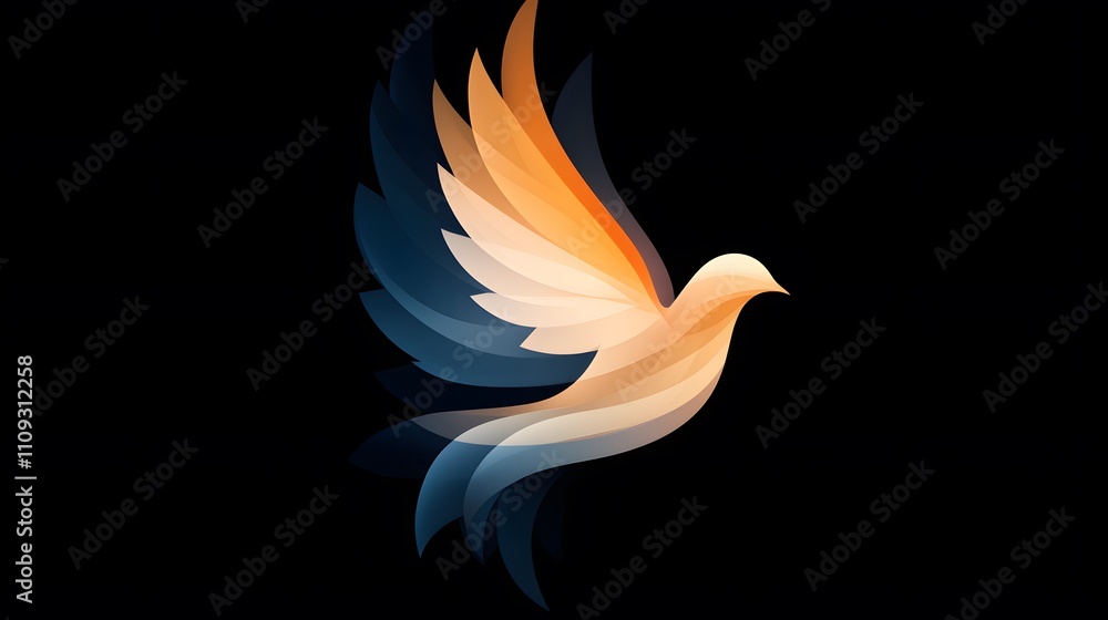 Obraz premium Abstract glowing ribbon forming the shape of an angel, concept of awareness and care, 3D rendering