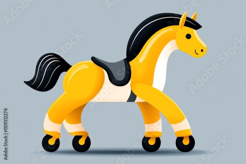 A flat design of a carousel horse, with sleek shapes and pastel tones giving it a modern, minimal feel photo