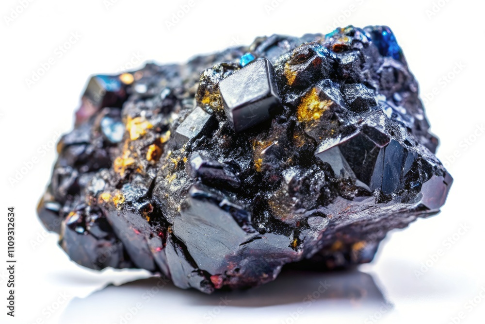 Black Magnetite Mineral Stone Isolated on White, High-Resolution Food Photography Image Black Magnetite Mineral Stone Isolated on White, High-Resolution Food Photography Image