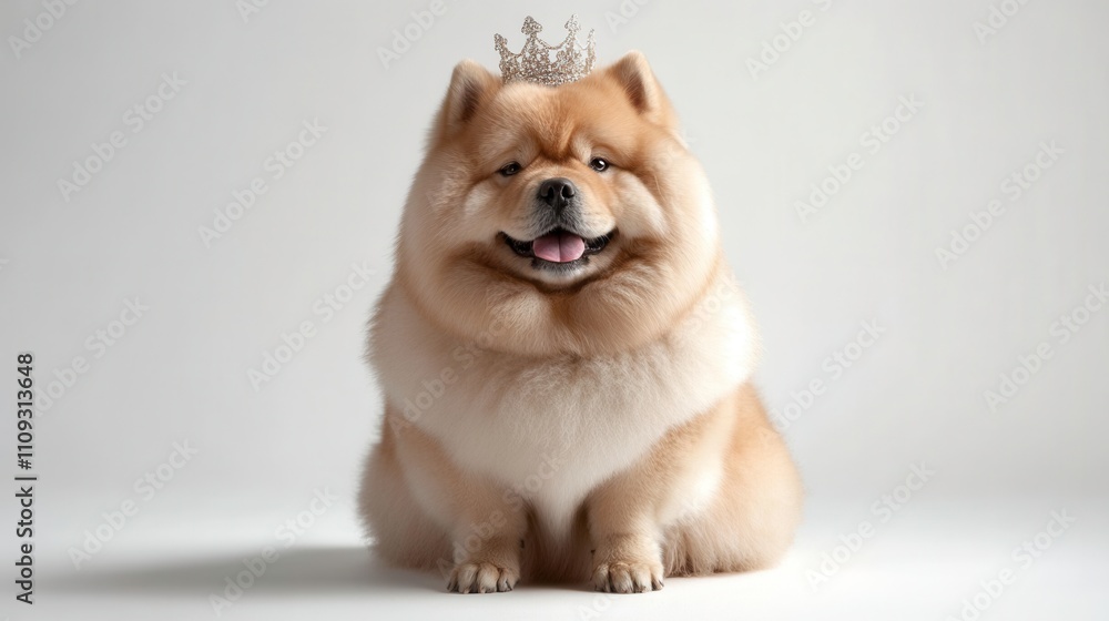 Regal Chow Chow with Crown in Studio Setting Regal Chow Chow with Crown in Studio Setting