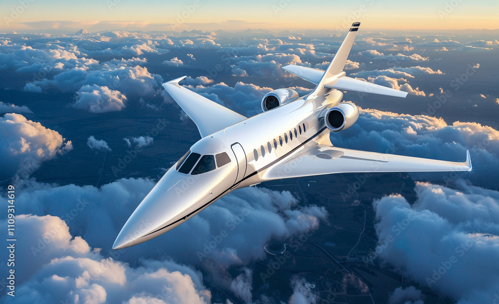 Fototapeta premium Sleek Modern Jet Soaring Through the Sky
