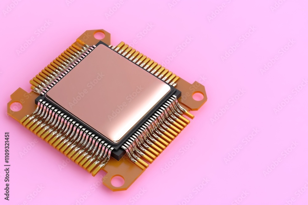 A simple illustration of a CPU chip, drawn with sharp lines and muted colors on a plain canvas A simple illustration of a CPU chip, drawn with sharp lines and muted colors on a plain canvas