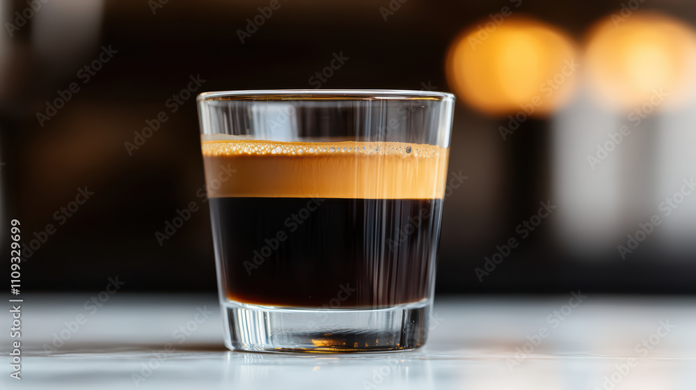 closeup of beautifully layered espresso coffee in glass, showcasing rich colors and textures. warm tones create cozy atmosphere, perfect for coffee lovers closeup of beautifully layered espresso coffee in glass, showcasing rich colors and textures. warm tones create cozy atmosphere, perfect for coffee lovers