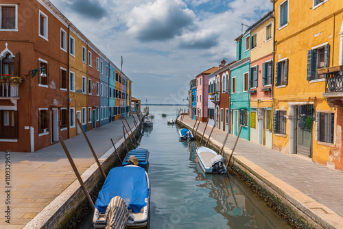 Beaufitul canal streets in Venice, Italy photo