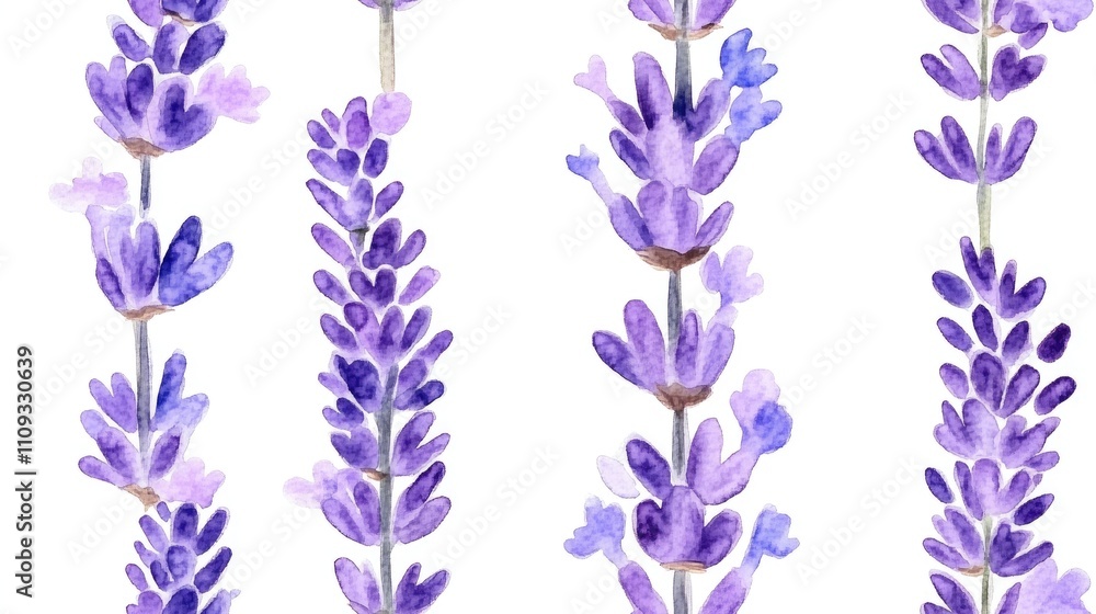 Fototapeta premium Delicate watercolor lavender flower pattern for textile design seamless fabric print
