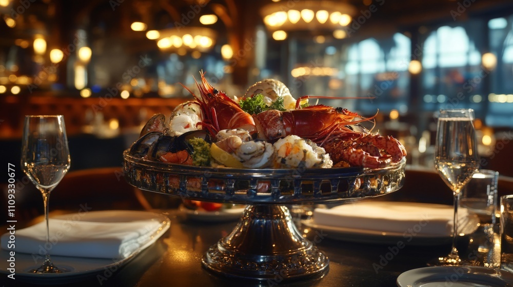 Artfully Arranged Seafood Platter in Seaside Restaurant Artfully Arranged Seafood Platter in Seaside Restaurant