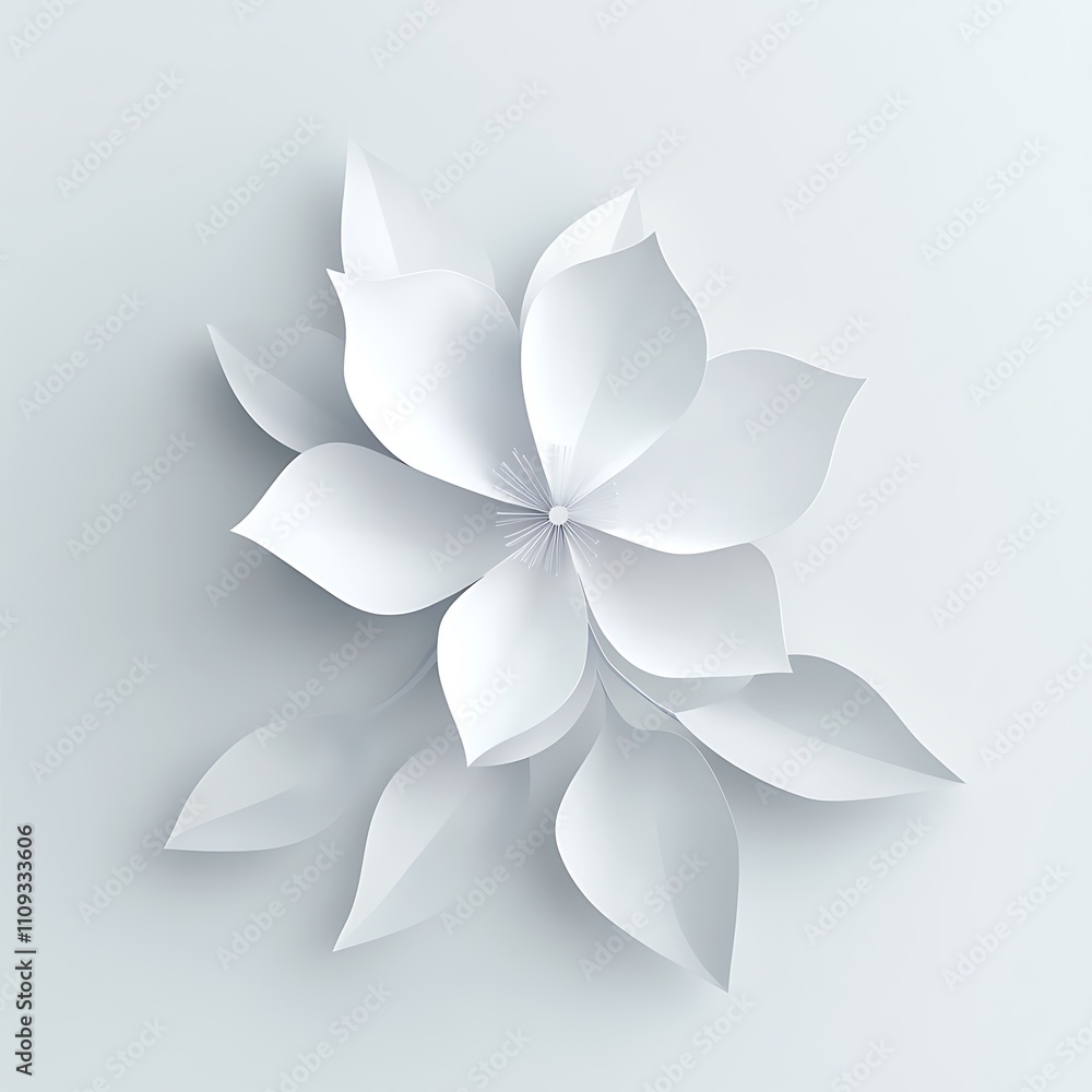 Delicate white blooms of spring rendered in paper designs Delicate white blooms of spring rendered in paper designs
