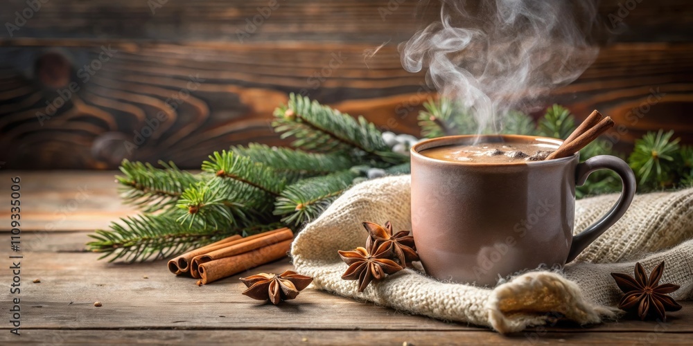 Steaming hot chocolate in a cozy mug on a winter day, hot drink, beverage, cocoa, delicious, warming, comfort, sweet Steaming hot chocolate in a cozy mug on a winter day, hot drink, beverage, cocoa, delicious, warming, comfort, sweet