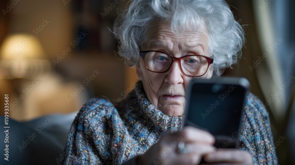An elderly woman receives an email from a scammer asking for money and personal information. The scammer demands sensitive details without any verification, targeting seniors through online and phone An elderly woman receives an email from a scammer asking for money and personal information. The scammer demands sensitive details without any verification, targeting seniors through online and phone