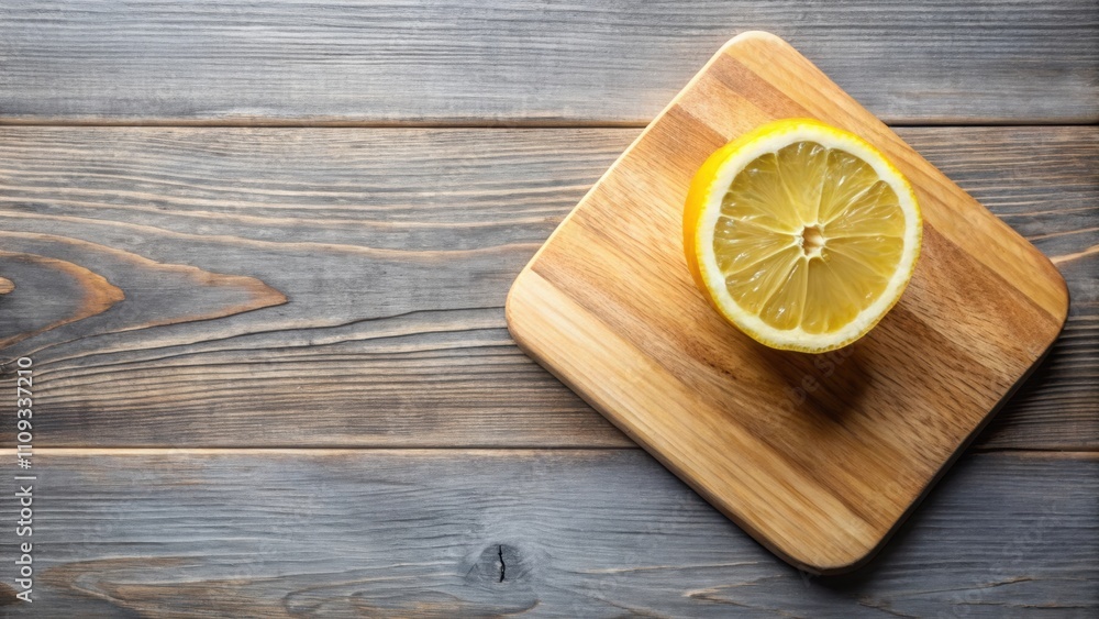 A fresh slice of lemon on a wooden cutting board, citrus, yellow, bright, food photography, lemon wedge, tangy A fresh slice of lemon on a wooden cutting board, citrus, yellow, bright, food photography, lemon wedge, tangy