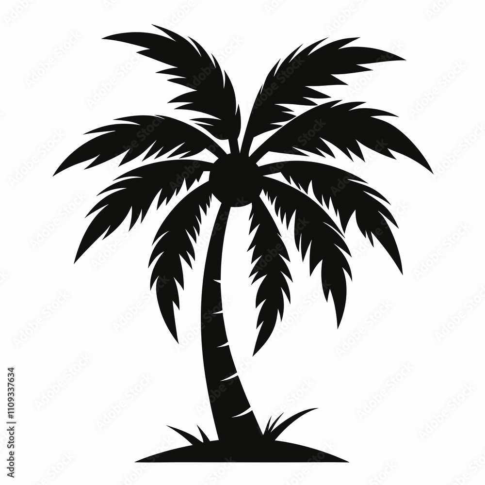 Fototapeta premium Palm Tree vector silhouette black design