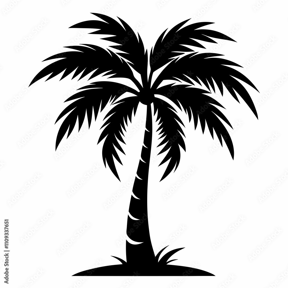 Obraz premium Palm Tree vector silhouette black design