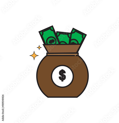 Print Money icon. Finance icon line