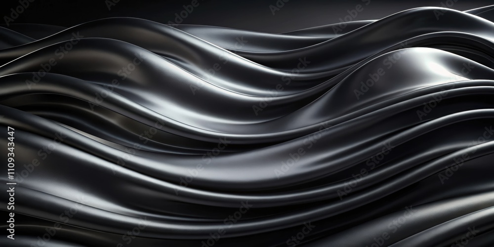 Fototapeta premium soft black waves background with elegant minimalistic satin ripples , black, waves, silk, crumples