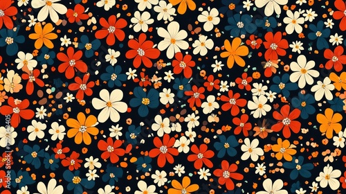 Seamless pattern of small flowers in vibrant colors perfect for textile design and home decor