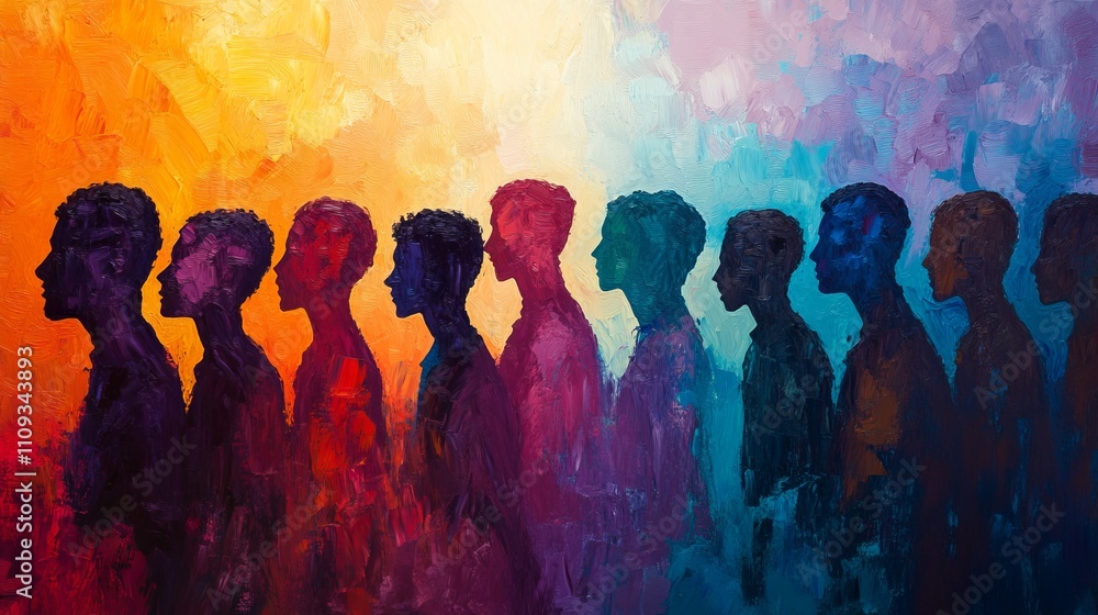 Diversity and Unity Through Abstract Human Silhouettes. AI generated illustration Diversity and Unity Through Abstract Human Silhouettes. AI generated illustration