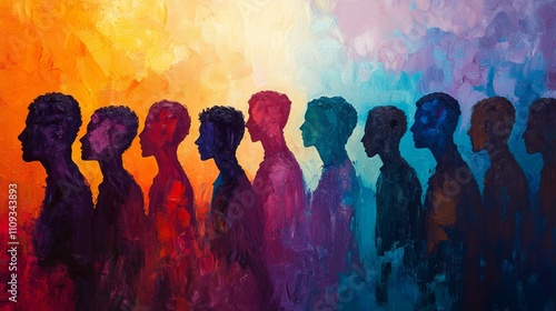 Diversity and Unity Through Abstract Human Silhouettes. AI generated illustration