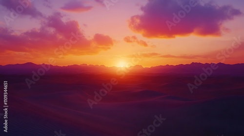 Wallpaper Mural A serene sunset over desert dunes, showcasing vibrant colors and tranquil landscapes. Torontodigital.ca