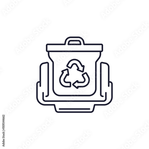 trash compactor line icon on white