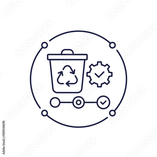 waste management line icon with trash bin