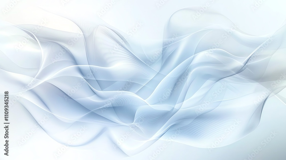 Fototapeta premium A serene and ethereal abstract composition featuring flowing waves of soft blue and white