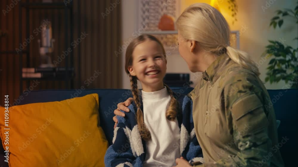 Little girl shows affection to her military mom, spending family time together Little girl shows affection to her military mom, spending family time together