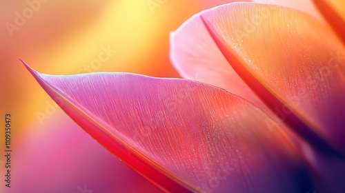 A close-up of vibrant, colorful flower petals illuminated by soft light.