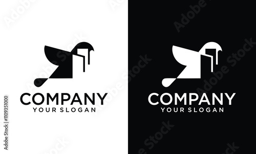 Creative Elegant Bird for Building/Home or Real estate logo template with vector file.