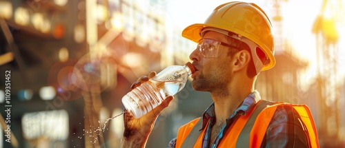 Construction Worker Hydration Break: Preventing Heat Illness on Sunny Worksite