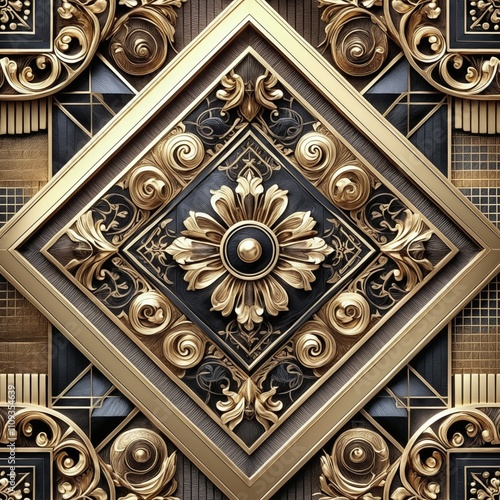  Luxurious Geometric Background with Gold and Blue Metallic Accents1