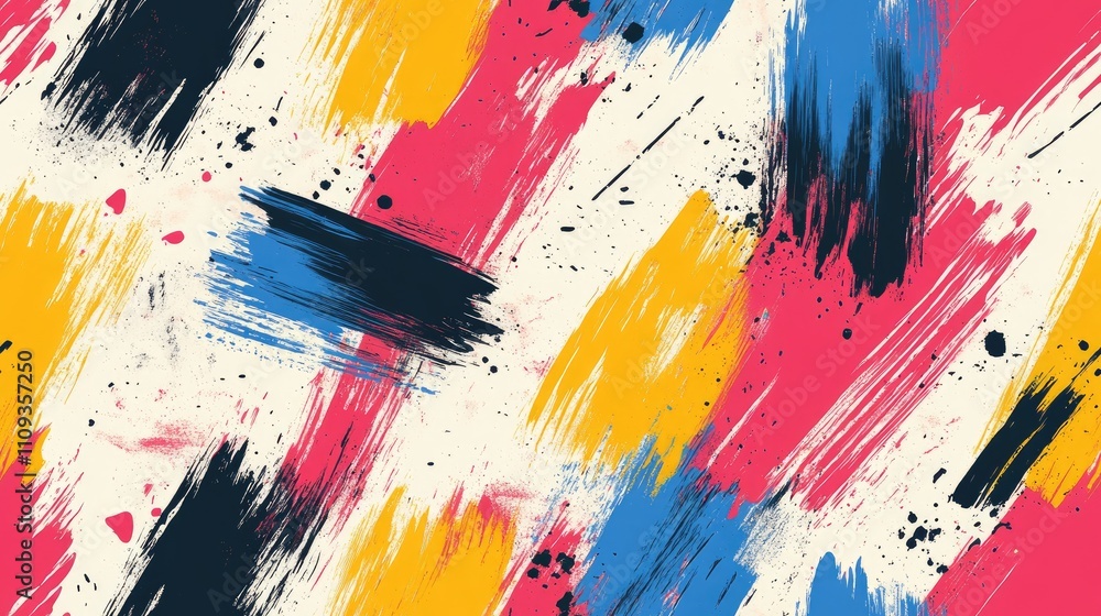 Obraz premium Brushed abstract painting pattern featuring vibrant strokes ideal for textile design and backgrounds