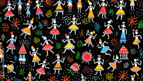 Warli traditional style Painting illustration