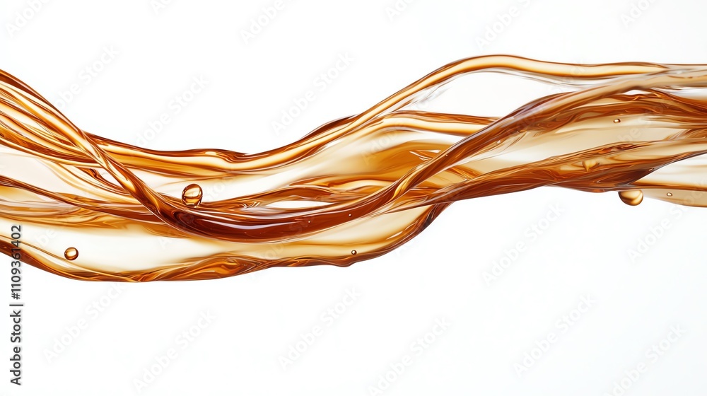 Swirling amber liquid captured in motion, showcasing dynamic movement and fluidity against a clean white background. Swirling amber liquid captured in motion, showcasing dynamic movement and fluidity against a clean white background.