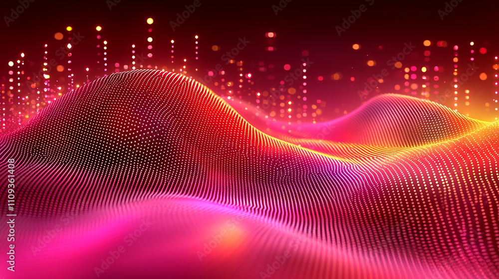 Abstract Pink And Orange Particle Wave Landscape Abstract Pink And Orange Particle Wave Landscape