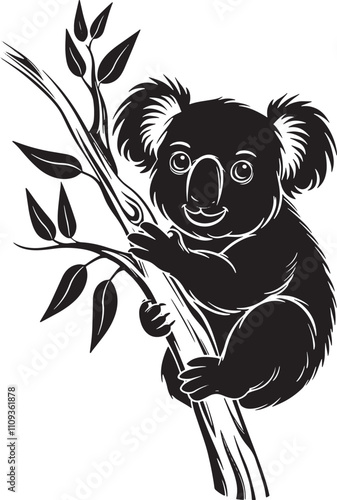 Cartoon Koala Silhouette Stylized Vector Illustration Graphic photo