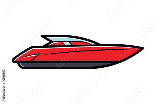 Red Speedboat Vector Illustration Modern Motorboat Design