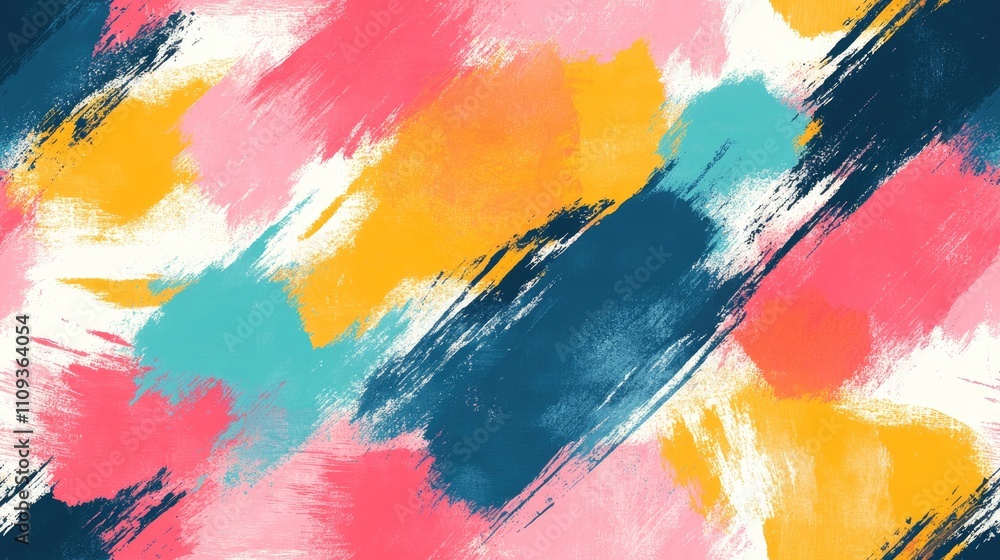 Obraz premium Brushed painted abstract background in a seamless pattern showcasing vibrant strokes of color in a 2D illustration