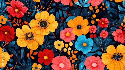 Seamless pattern featuring vibrant vintage abstract illustrations perfect for textile design and creative projects