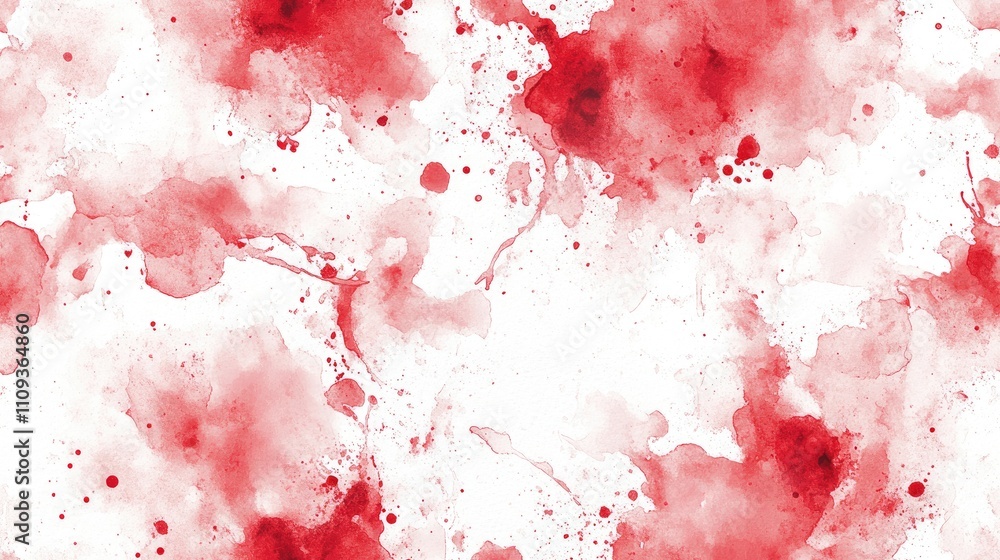 Seamless pattern of red wet abstract paint splashes on white watercolor paper showcasing organic shapes and artistic texture Seamless pattern of red wet abstract paint splashes on white watercolor paper showcasing organic shapes and artistic texture