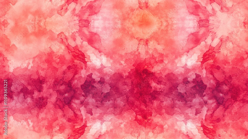 Fototapeta premium Vibrant seamless pattern featuring abstract tie dye watercolor textures in red and pink hues perfect for backgrounds and artistic design