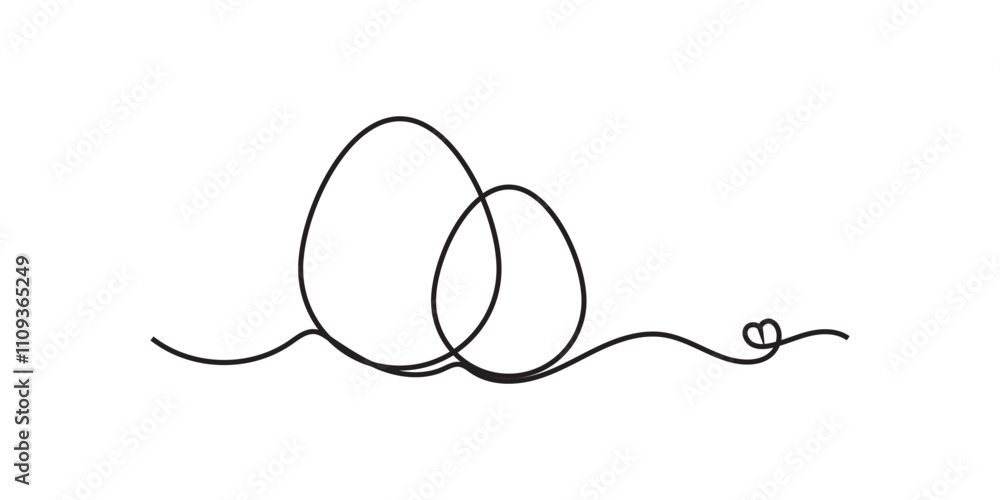 Obraz premium Print continues one line drawing of eggs in abstract shape, vector illustration design elements for easter holidays, line egg vector, easter egg, one line art 