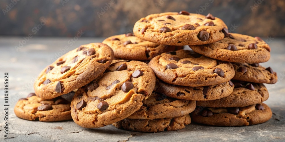 A delicious pile of freshly baked milk chocolate cookies , chocolate, cookies, dessert, sweet, tempting, indulgence, snack A delicious pile of freshly baked milk chocolate cookies , chocolate, cookies, dessert, sweet, tempting, indulgence, snack