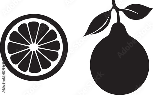 lemon fruit icon silhouette design vector art illustration