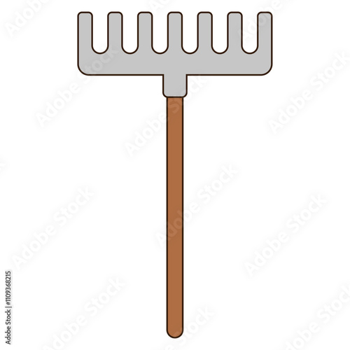 Garden rake, agriculture tool cartoon vector Illustration