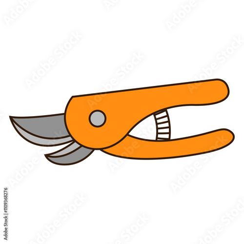 Secateurs garden pruner gardening tool illustration in a vintage retro woodcut style