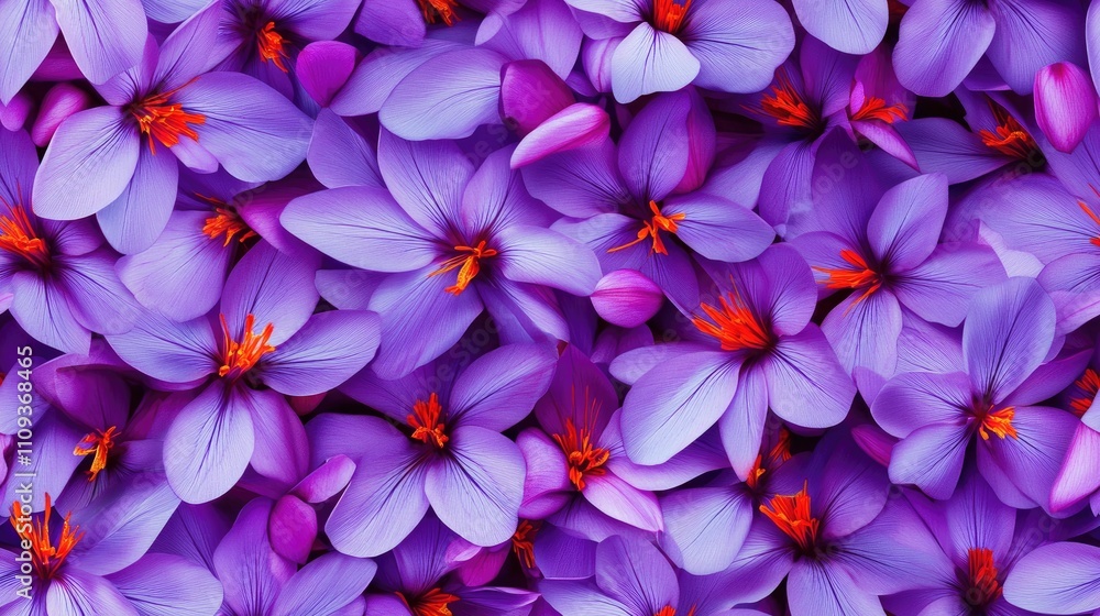 Seamless pattern featuring saffron flowers with vibrant purple petals and striking red stigmas ideal for fabric design and home decor Seamless pattern featuring saffron flowers with vibrant purple petals and striking red stigmas ideal for fabric design and home decor