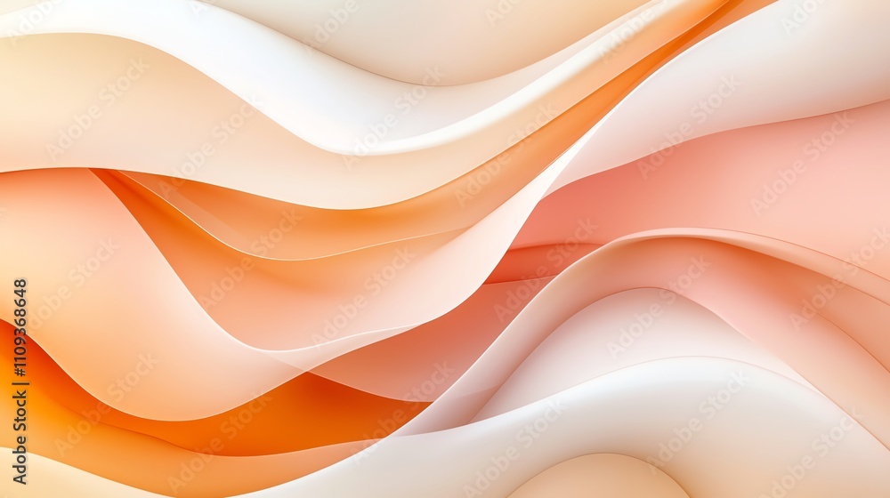 Obraz premium A vibrant abstract background featuring smooth, flowing waves in soft peach, coral, and cream hues, perfect for creating modern designs and artistic visuals.
