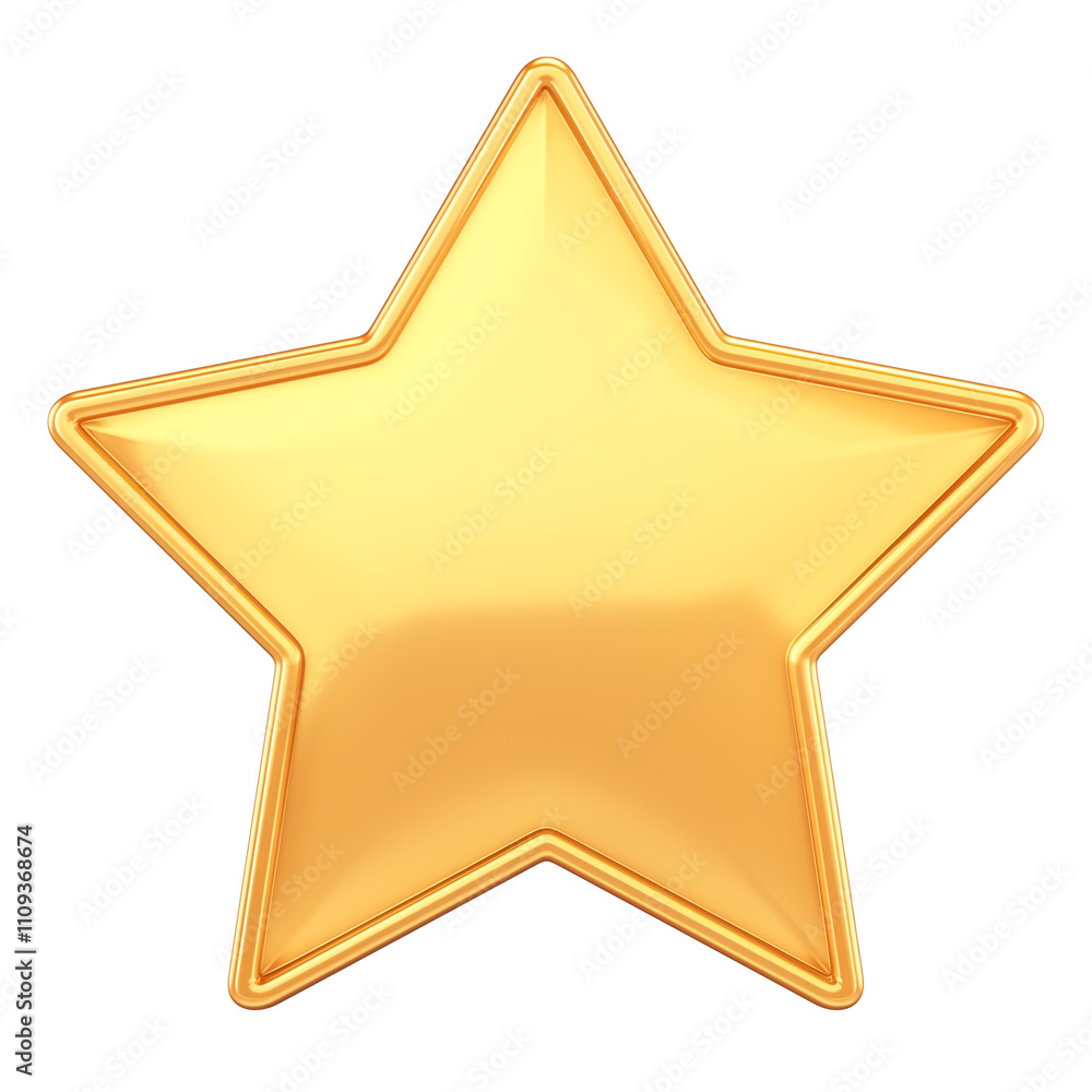 shiny gold star badge with smooth surface isolated on white background, symbolizing achievement and excellence shiny gold star badge with smooth surface isolated on white background, symbolizing achievement and excellence